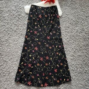 Vintage Kenzo Jeans Printed Wool Maxi Skirt